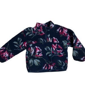 Gap Floral Sherpa Half-Zip Pullover size Small (6-7) Good Condition